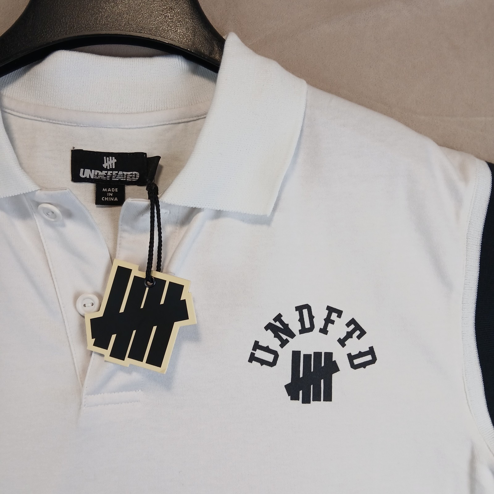 Undefeated Rise Large Mens Polo Shirt Nwt Flaws 22x29 Rugby Drop Shoulder Boxy — image 6 of 8